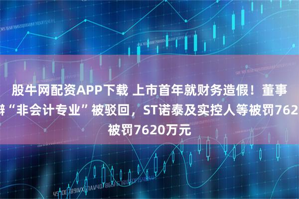 股牛网配资APP下载 上市首年就财务造假！董事长申辩“非会计专业”被驳回，ST诺泰及实控人等被罚7620万元