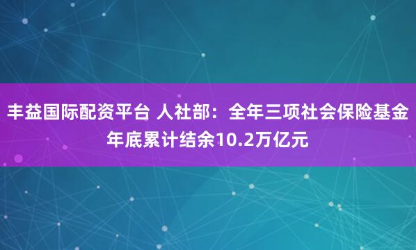 丰益国际配资平台 人社部：全年三项社会保险基金年底累计结余10.2万亿元