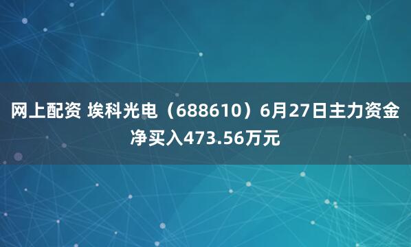 网上配资 埃科光电（688610）6月27日主力资金净买入473.56万元